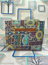 Elegant fabric button sling bag, self-design pattern, 3 compartments, free size (12in x 3in x 7in), origin India